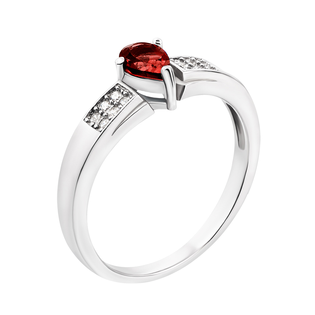 

Серебряное кольцо с гранатом и фианитами 000135968 17 размера