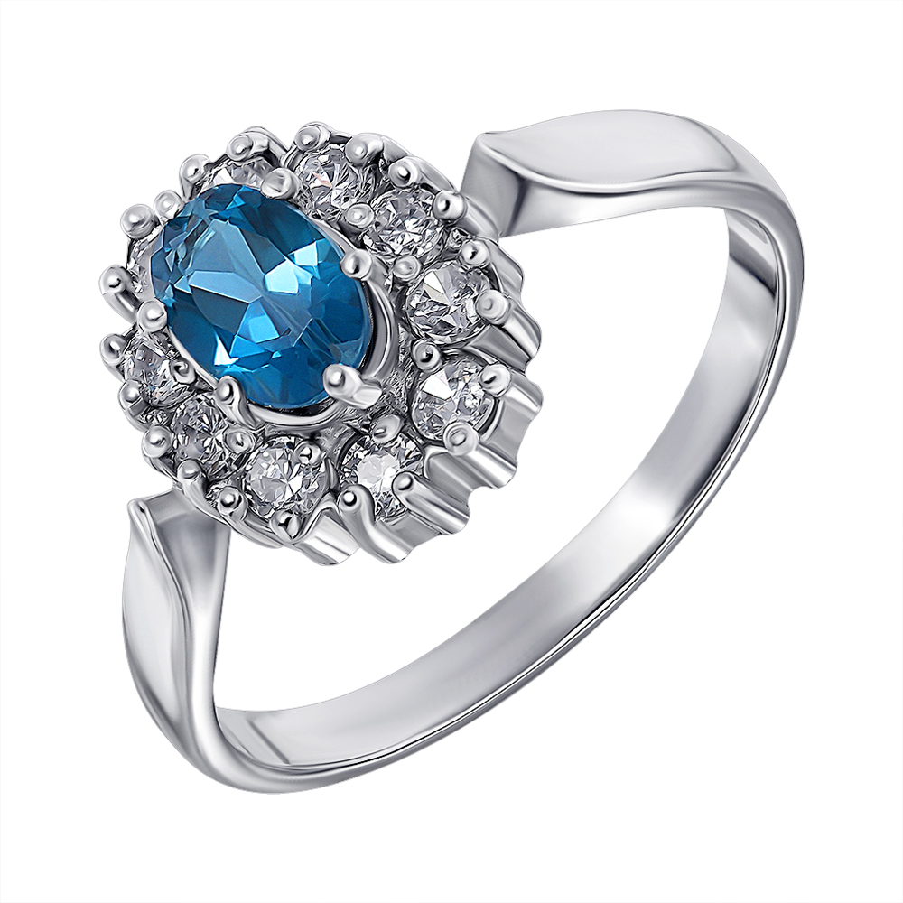 

Серебряное кольцо с лондон топазом и цирконием 000136930 17.5 размера