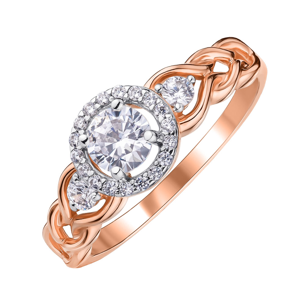 

Золотое кольцо в комбинированном цвете с фианитами 000147547 16 размера