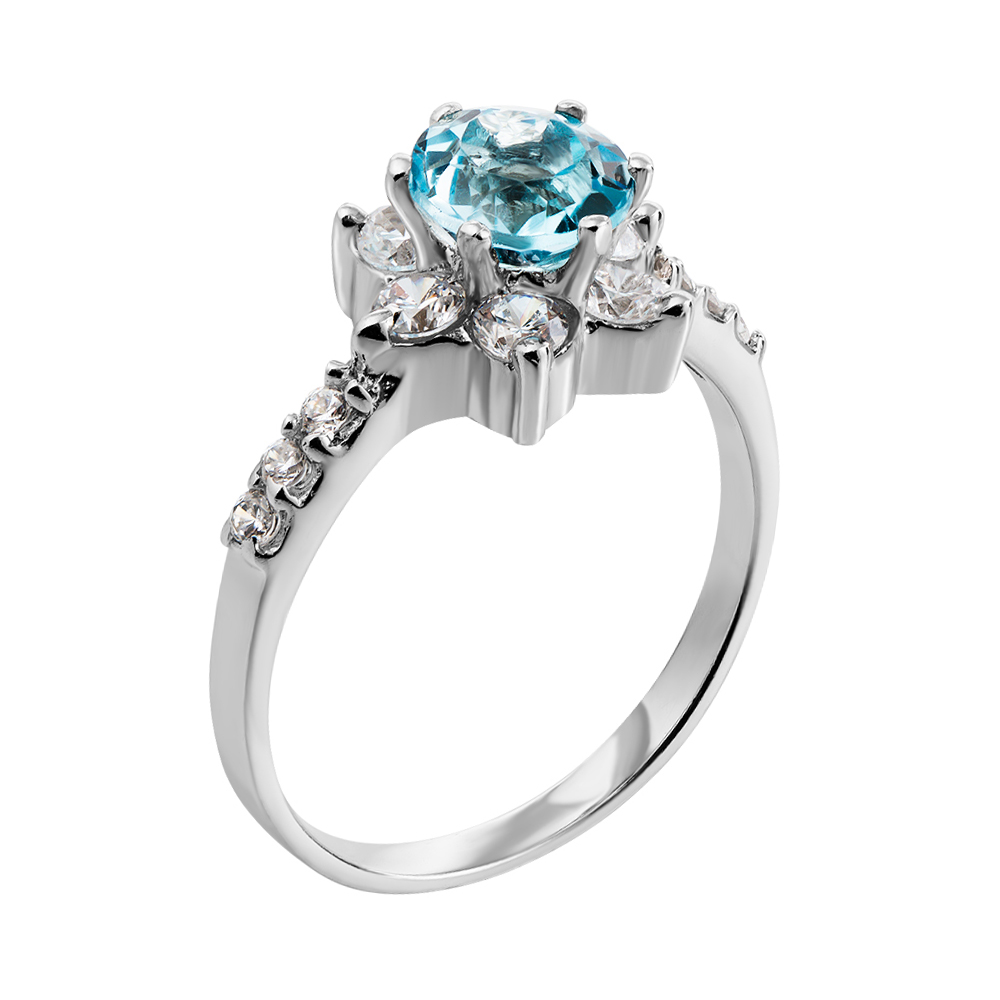 

Серебряное кольцо с топазом и фианитами 000134881 16.5 размера