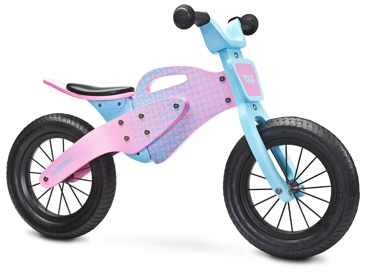 

Беговел Caretero Enduro Pink деревянный с надувными колесами 12" + регулировка сидения по высоте