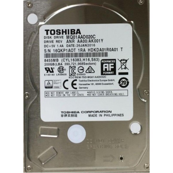 

Накопитель HDD 3.5" SATA 200GB Toshiba 4200rpm 8MB (MQ01AAD020C)