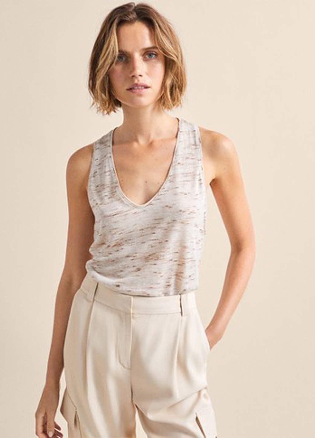 

Майка Massimo Dutti повсякденна L бежевий меланж 11206807747721