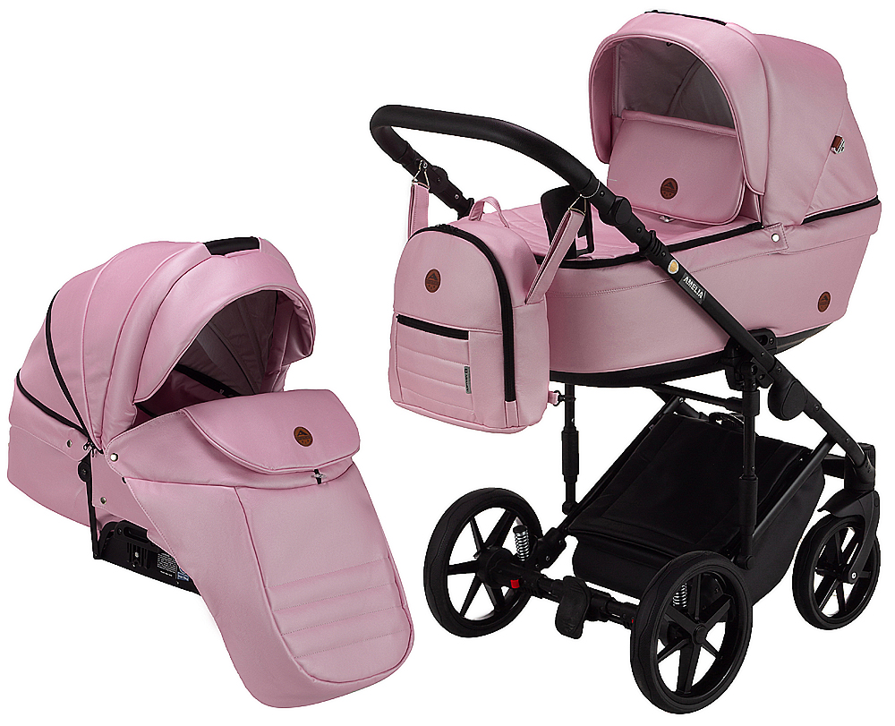 

Коляска 2 в 1 Adamex Amelia кожа 100% SM5 розовый