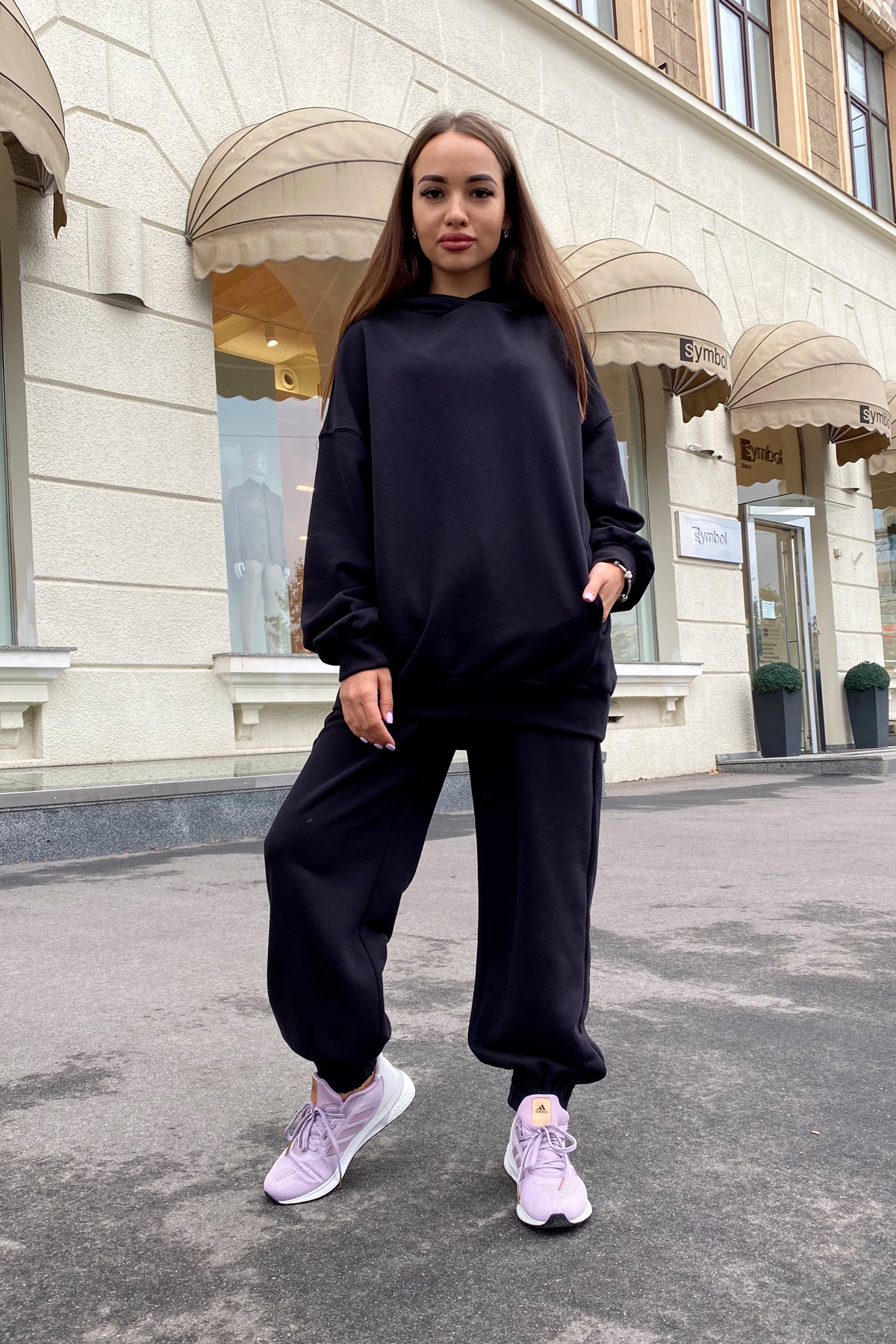 

Марион Oversize трикотаж 3х нитка костюм 9533 S Черный