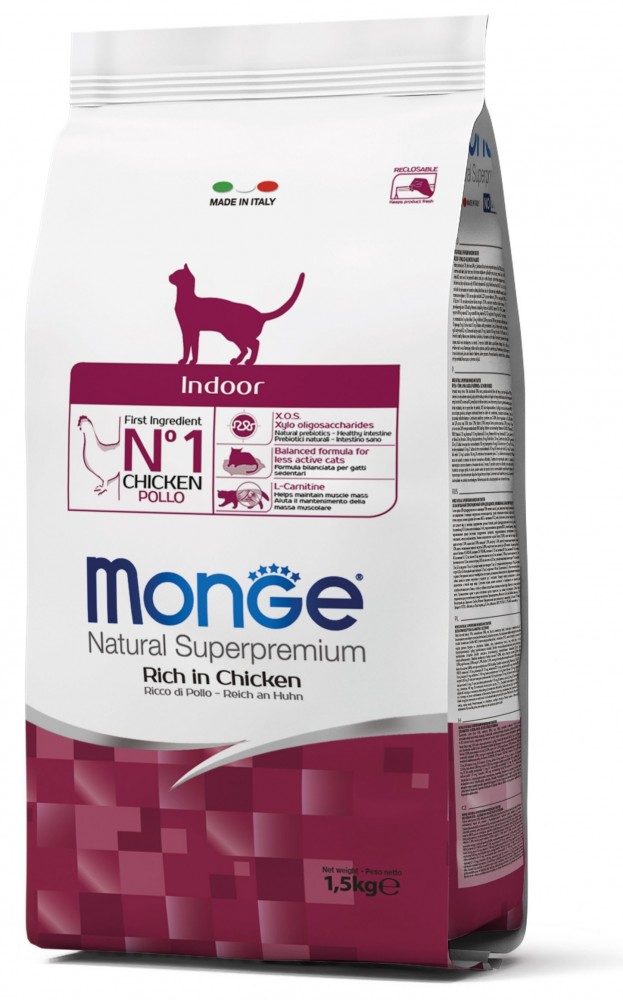 

Корм Monge CAT Indoor для взрослых котов всех пород, живущих в помещении, 10 кг (70004824)