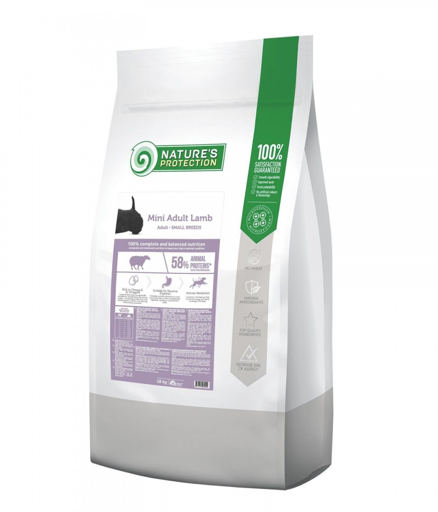 

Сухой корм для взрослых собак малых пород с ягненком Nature's Protection Mini Adult Lamb Small Breeds, 18кг (NPB46245)