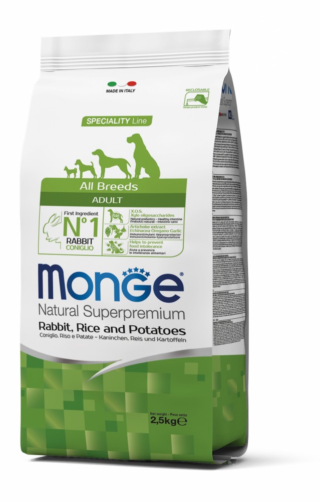 

Корм Monge DOG All breeds Adult кролик с рисом, 15 кг (70006040)