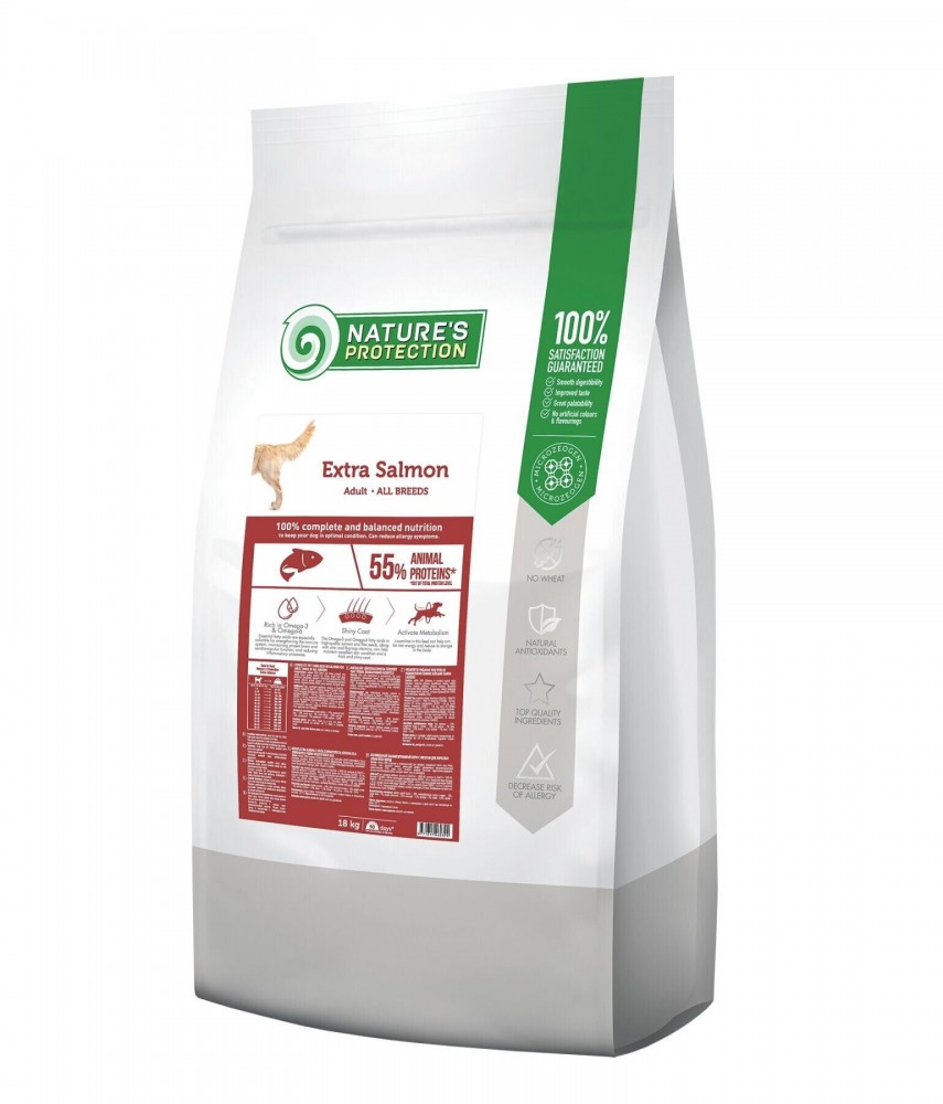 

Сухой корм для взрослых собак всех пород с лососем Nature's Protection Extra Salmon Adult All Breeds 18кг (NPB46039)