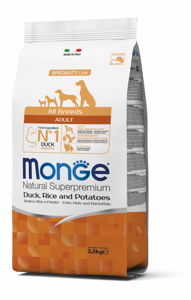 

Корм Monge DOG All breeds Adult утка с рисом, 15 кг (70006057)