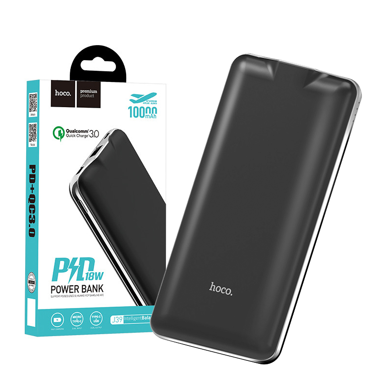 

УМБ портативное зарядное Power Bank быстрая зарядка QC HOCO J39 10000 mAh 3A Black