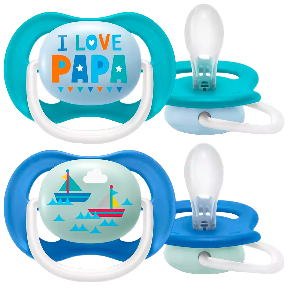 

Пустышка ортодонтическая Philips Avent Ultra Air I love... для мальчиков 6-18 месяцев (8710103949251)