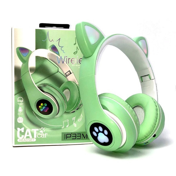 

Беспроводные LEd наушники с кошачьими ушками Bluetooth Cat STN-28 Green