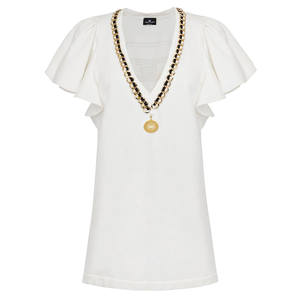 

Плаття Elisabetta Franchi AB14701E2  ланцюг по вороту біле, Плаття Elisabetta Franchi AB14701E2 42 ланцюг по вороту біле