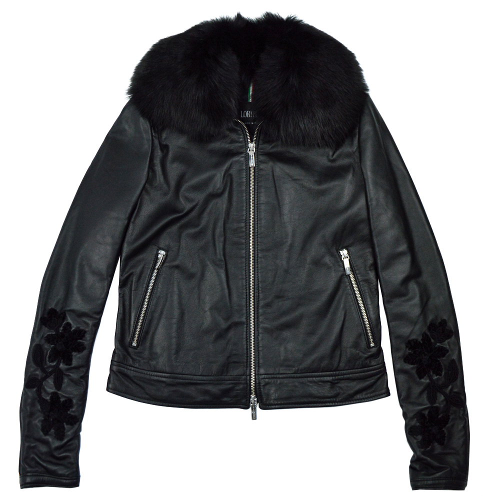 

Шкіряна куртка Loriblu 19ID01B503002  з хутром та вишивкою чорна, Шкіряна куртка Loriblu 19ID01B503002 42 з хутром та вишивкою чорна