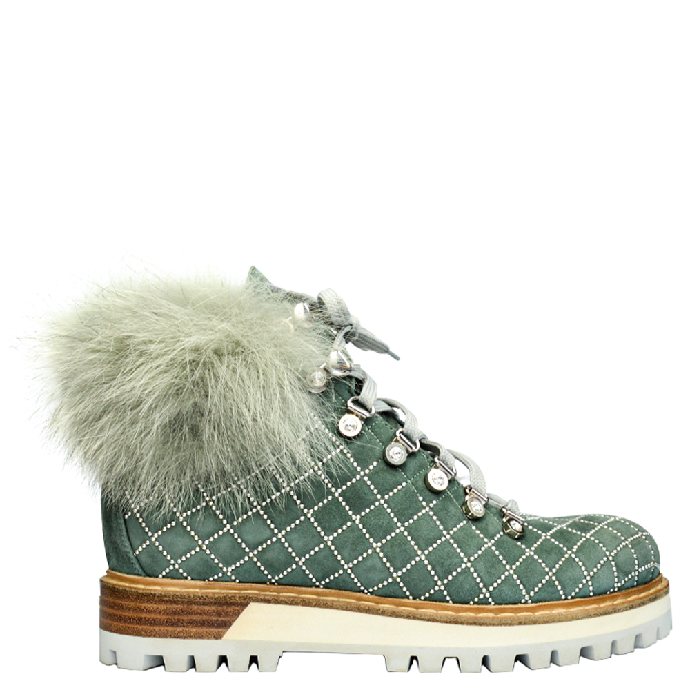

Черевики LeSilla POW048 38,5 з хутром оливкові