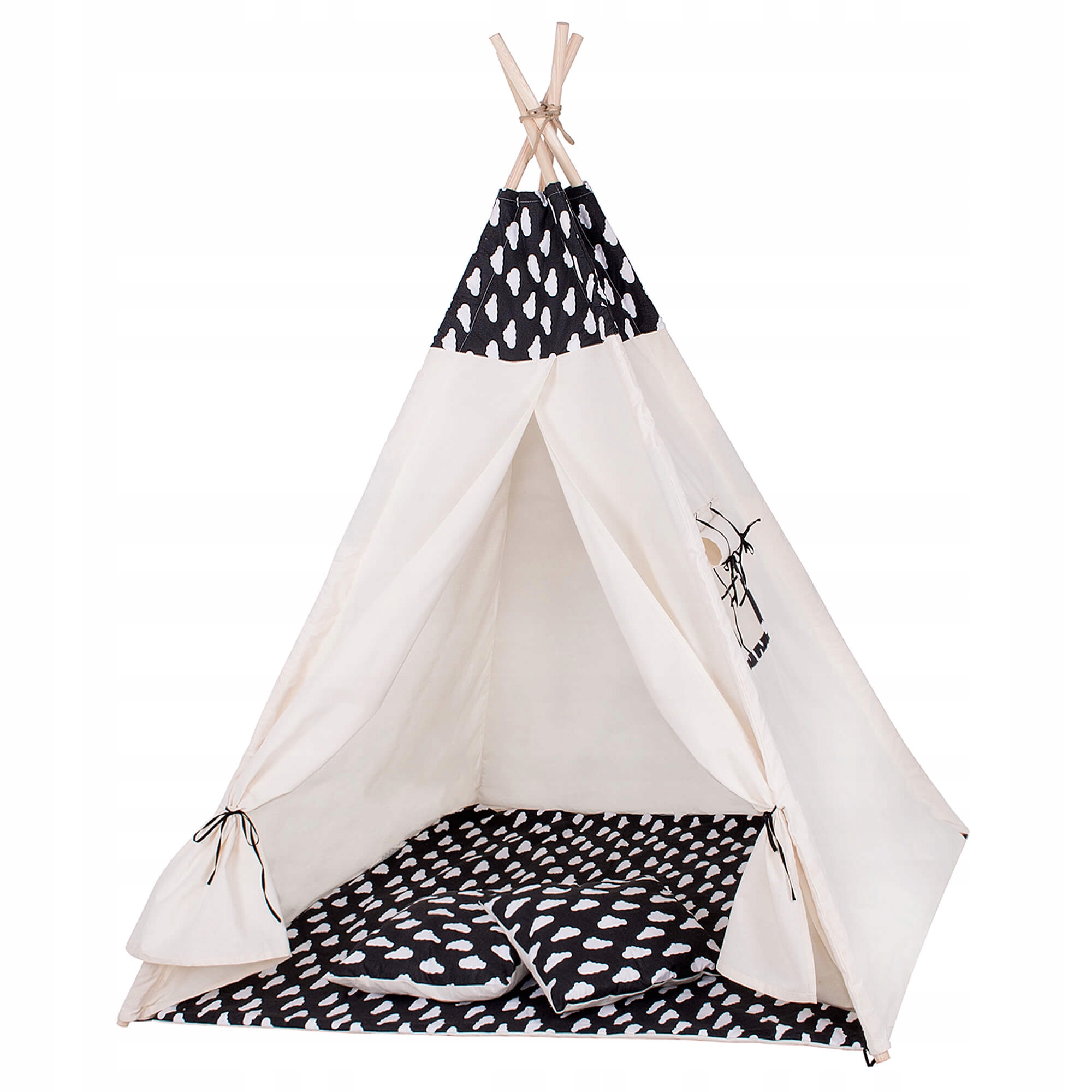 

Детская игровая палатка (домик вигвам) Springos Tipi XXL TIP01 White/Black