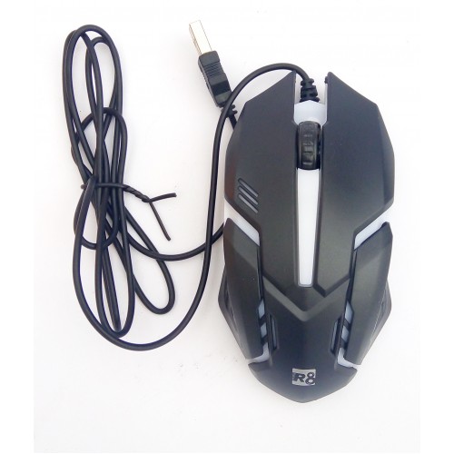 

Мышь проводная R8 1602 Черная с красной подсветкой оптическая USB Optical Mouse 1000 dpi (100565)