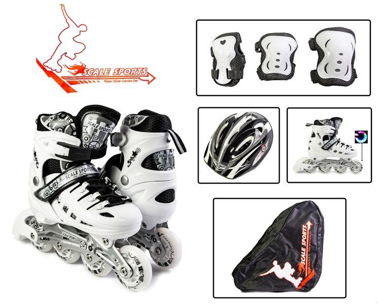 

Роликовые коньки с комплектом защиты Scale Sport Белые