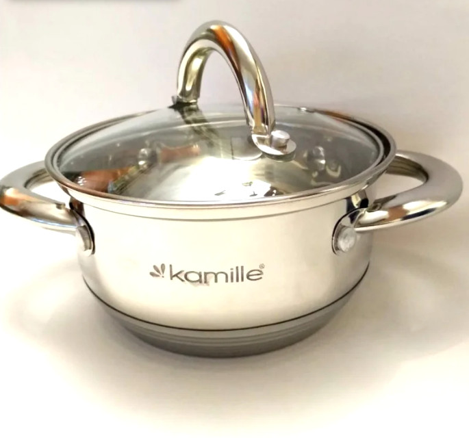 

Кастрюля из нержавеющей стали Kamille 6 л Ø24 см с индукционным дном и стеклянной крышкой (KM-5774)