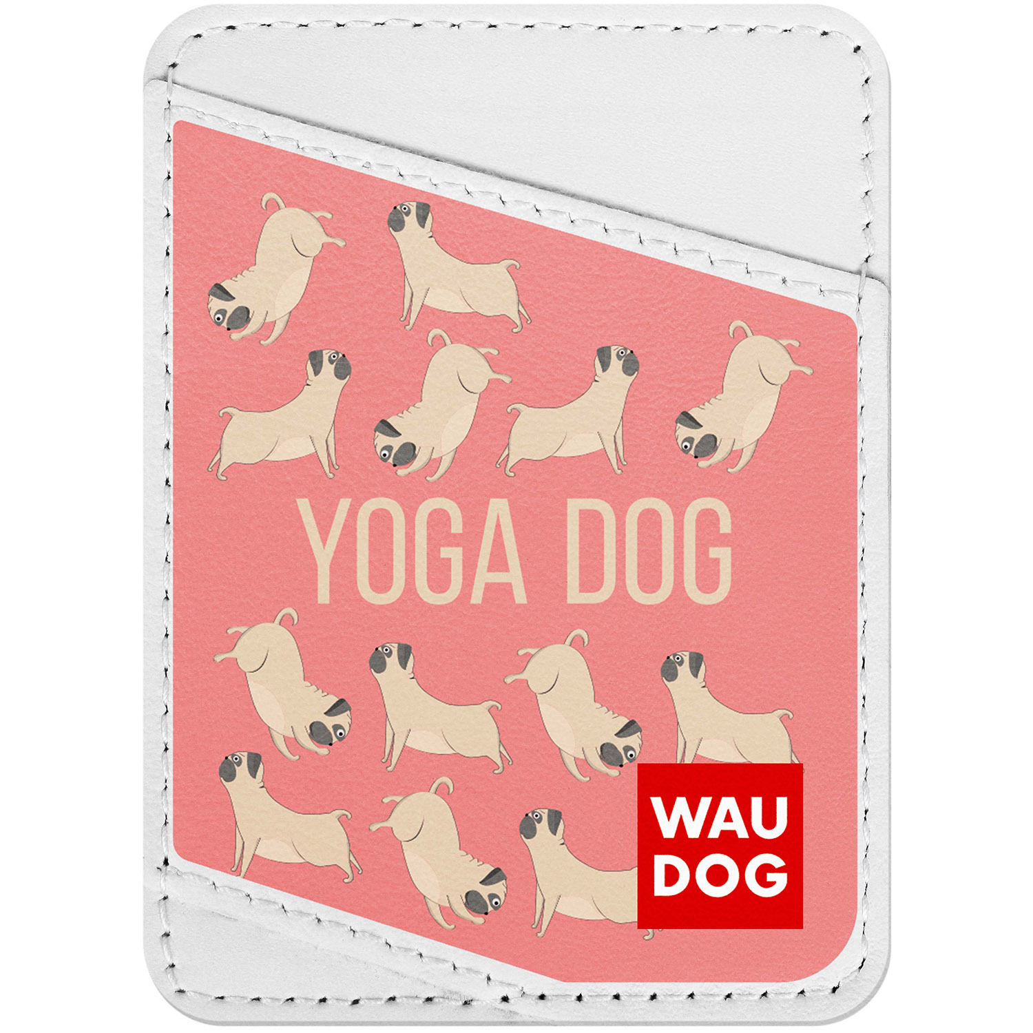 

Визитница WAUDOG Design с рисунком "Йога-пёс", премиум кожа Белая (0408-0025-15)