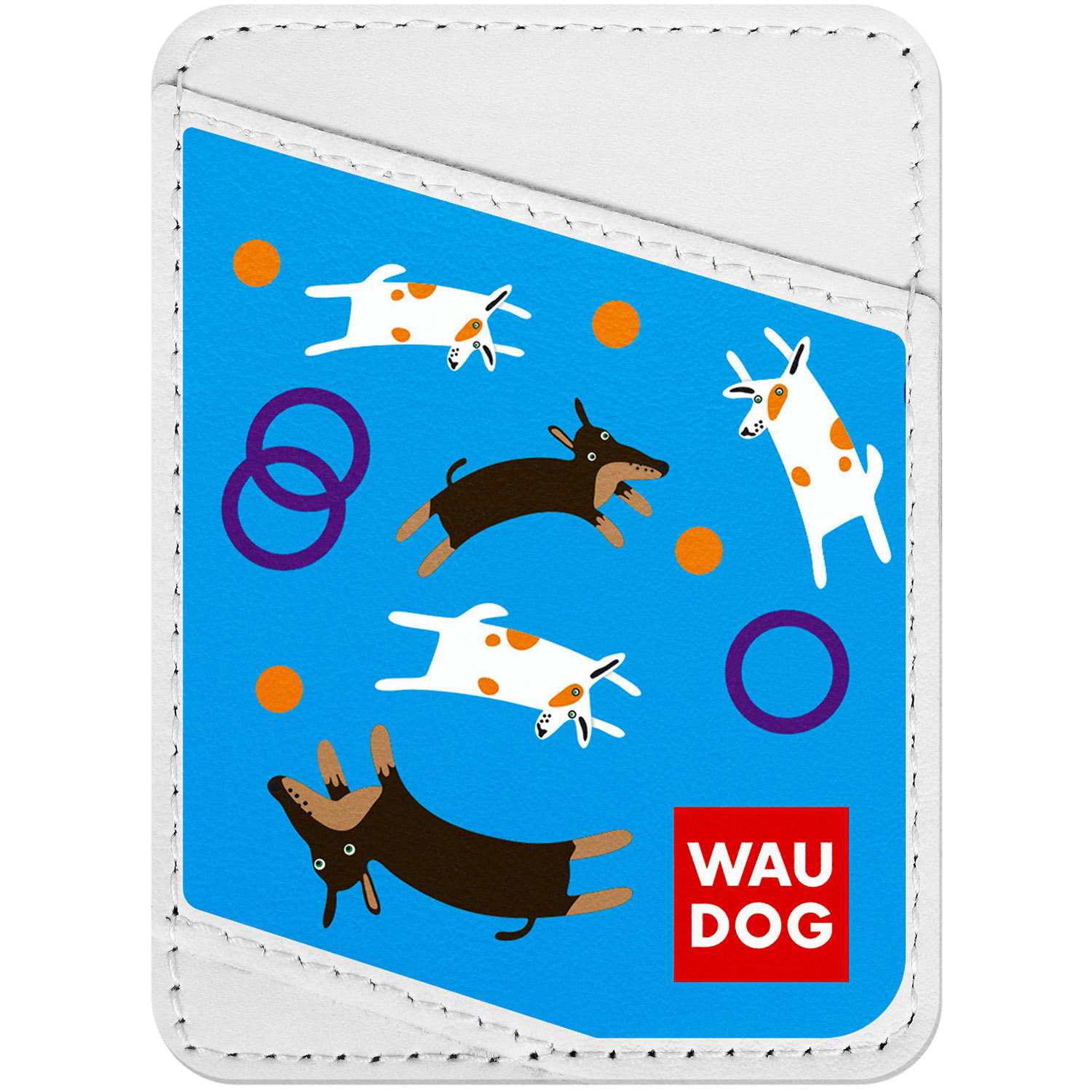 

Визитница WAUDOG Design с рисунком "Игривые собачки", премиум кожа Белая (0408-0057-15)
