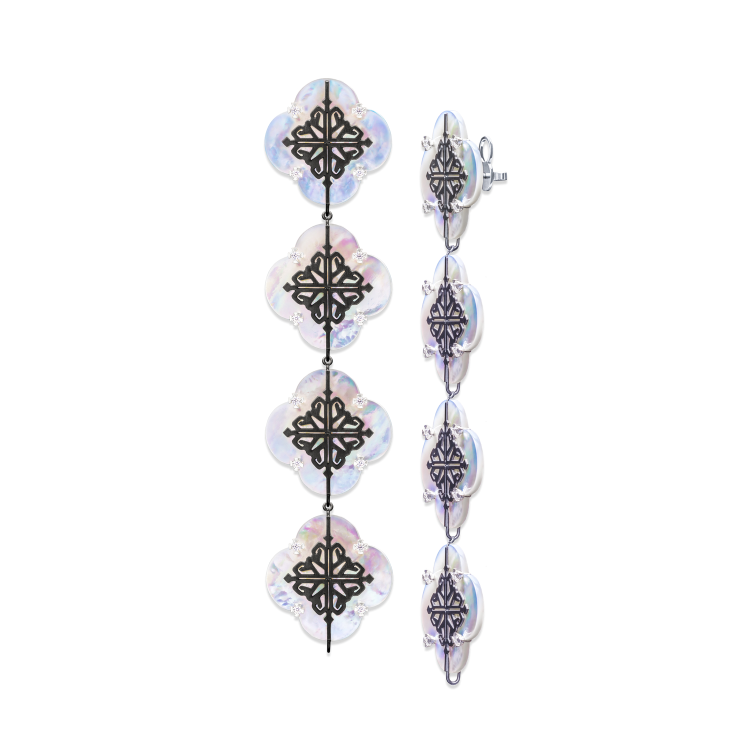 

Серебряные серьги luxury kit из родированного серебра 925-й пробы с куб. циркониями (2 371 ) cava.cool