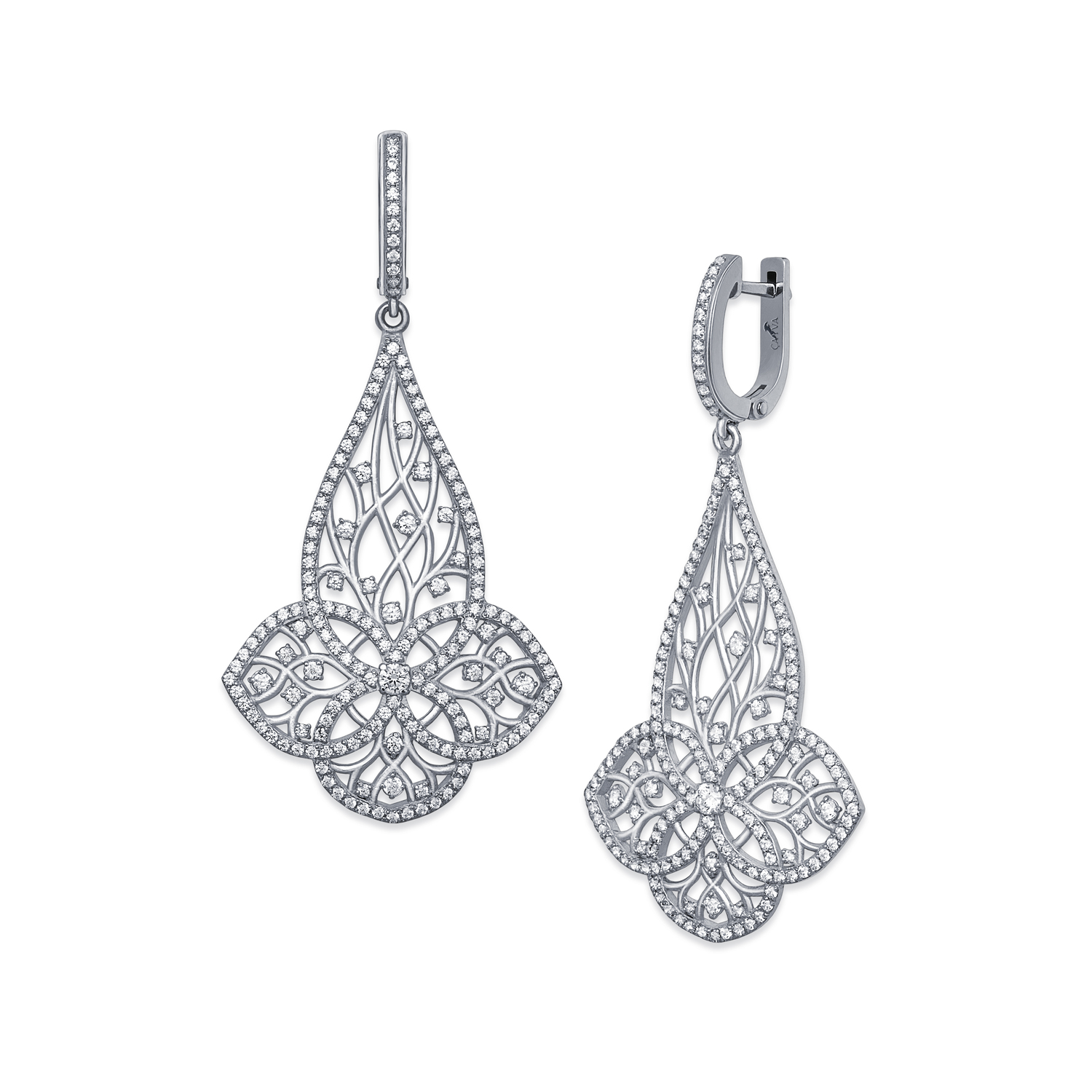 

Серебряные вечерние серьги восток из родированного серебра 925-й пробы с куб. циркониями (2 813 ) cava.cool