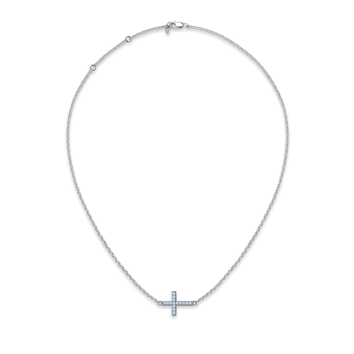 

Серебряное колье крестик 40-43-46 из родированного серебра 925-й пробы с куб. циркониями (7 351 ) cava.cool 40-43-46