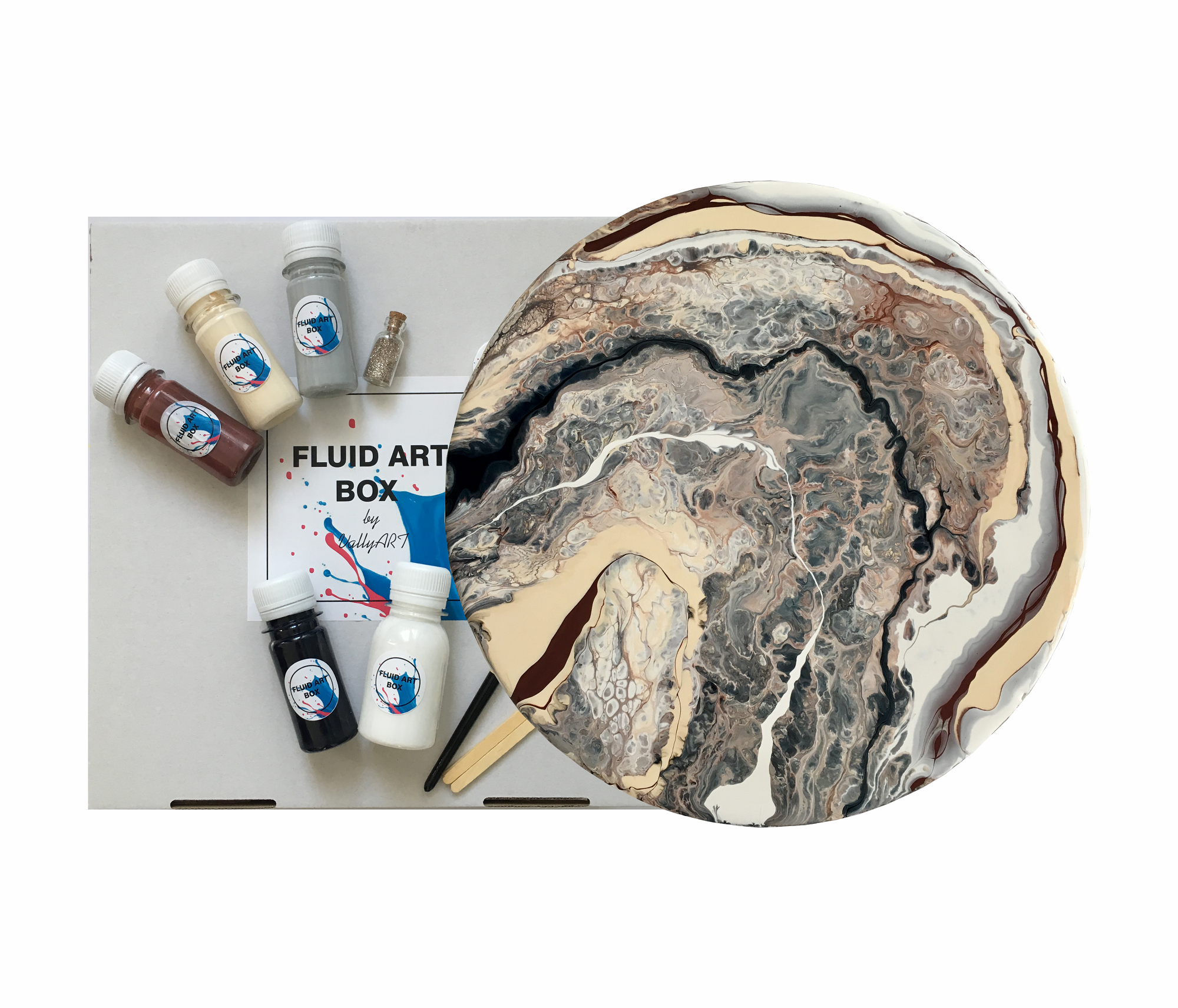 

Набор для рисования для детей и взрослых в технике Fluid art Флюид Арт (Жидкий акрил) Коричневый