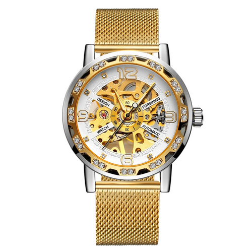 

Часы наручные Forsining GMT1201 Gold-Silver-White