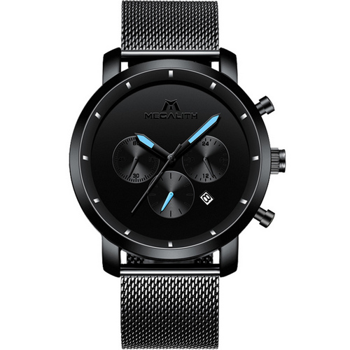 

Часы наручные Megalith 8021M Black-Light Blue Metall
