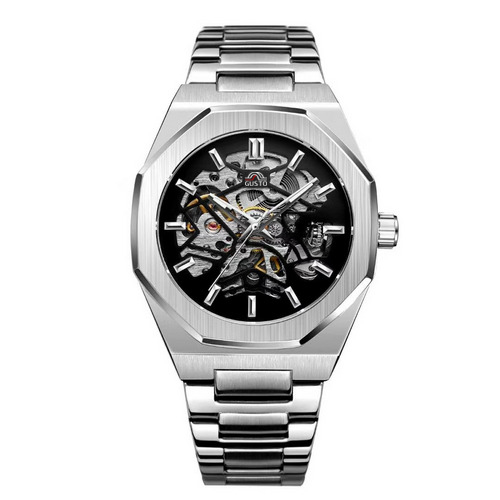 

Часы наручные Gusto Skeleton Silver-Black
