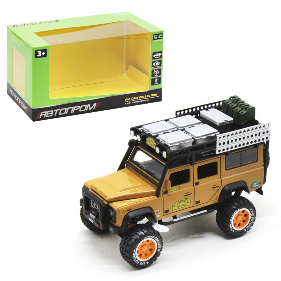 

Машина игрушка АвтоПром 7680 Land Rover Defender металлическая желтая 1:24 (641120033)