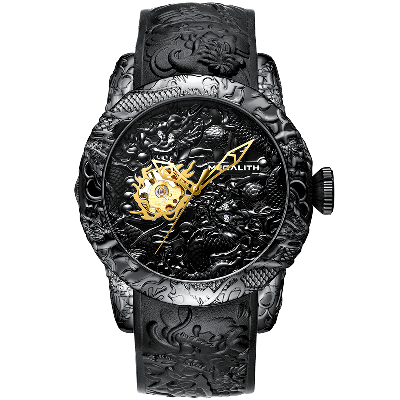 

Часы наручные Megalith 8041MA Black-Gold Dragon Sculpture