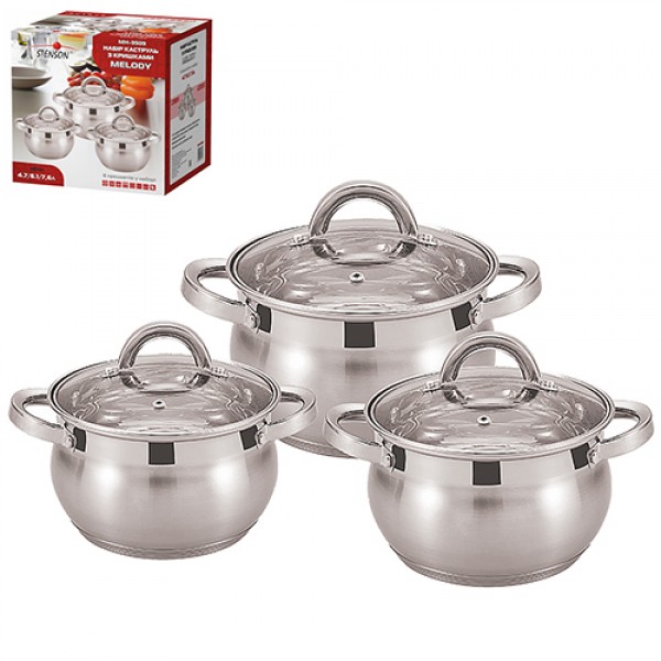 

Набор кастрюль Stenson Melody из нержавеющей стали 6 предметов (MH-3509) (NP)