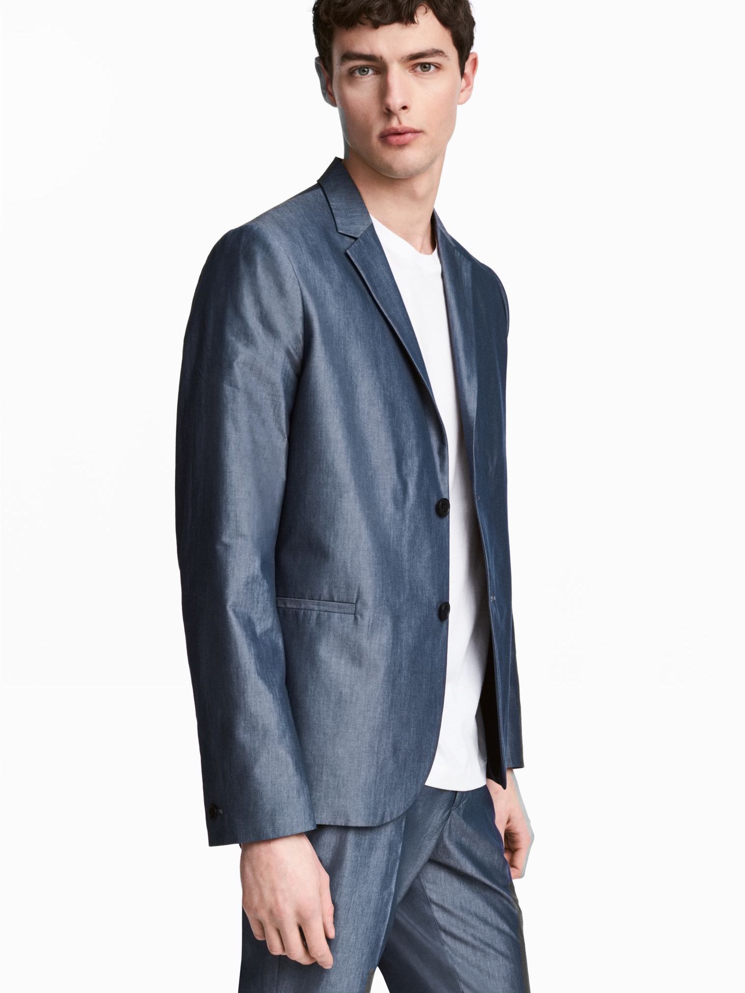 

Пиджак H&M 0451291-5  Серый с голубым, Пиджак H&M 0451291-5 46 Серый с голубым