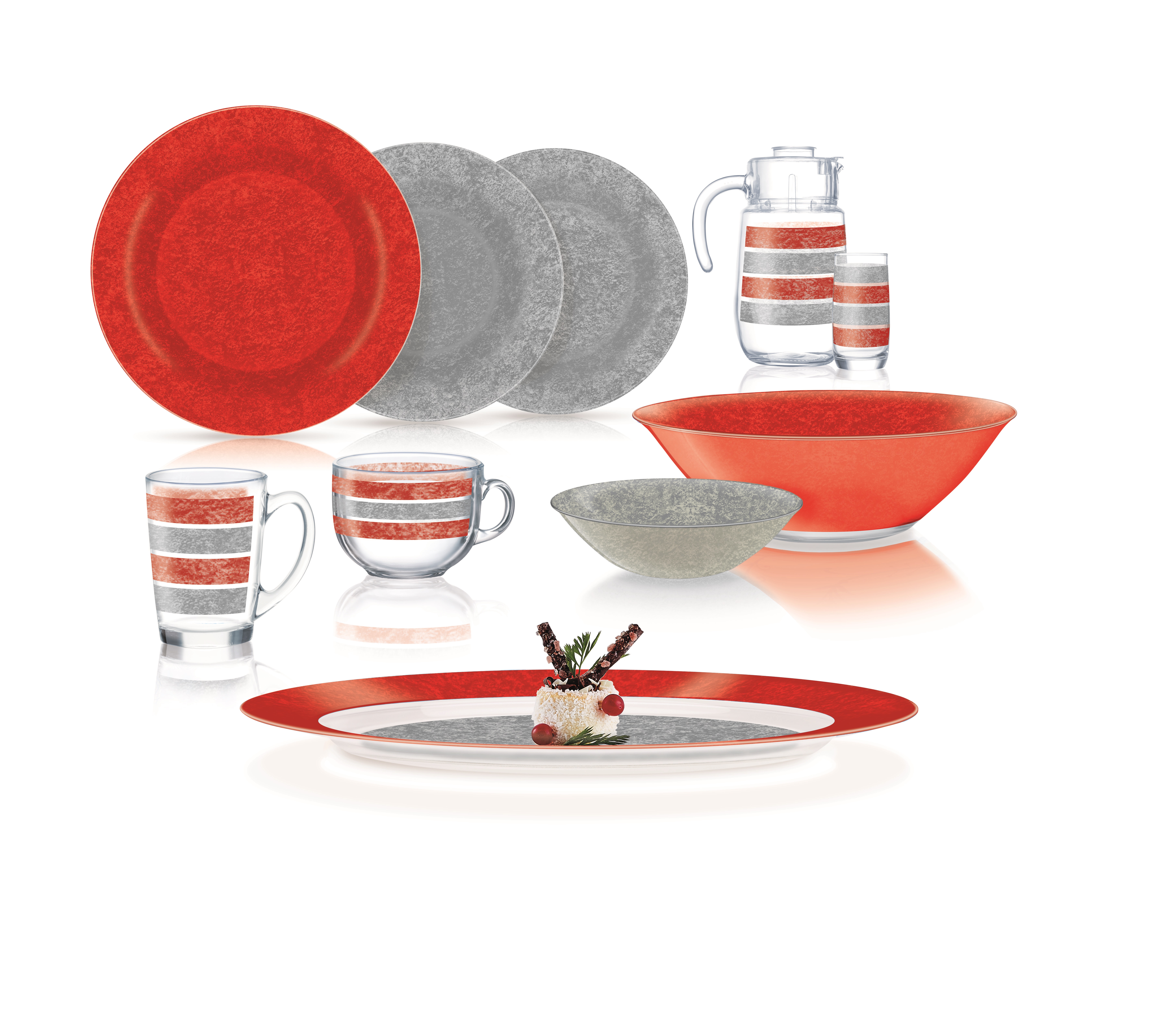 

Сервіз столовий Luminarc AMB Stony Red&Grey, 46 предметів