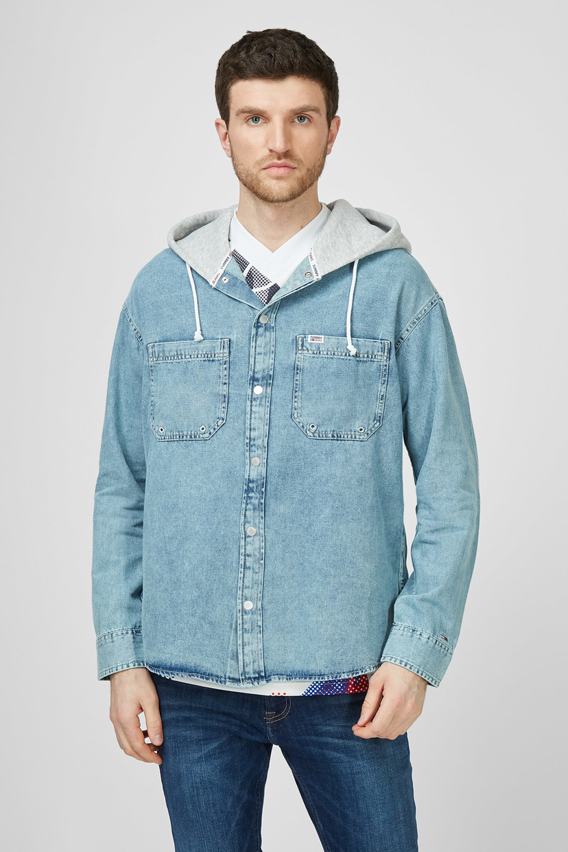 

Мужская голубая джинсовая рубашка TJM DENIM HOODIE OVERSHIRT Tommy Hilfiger L DM0DM10714