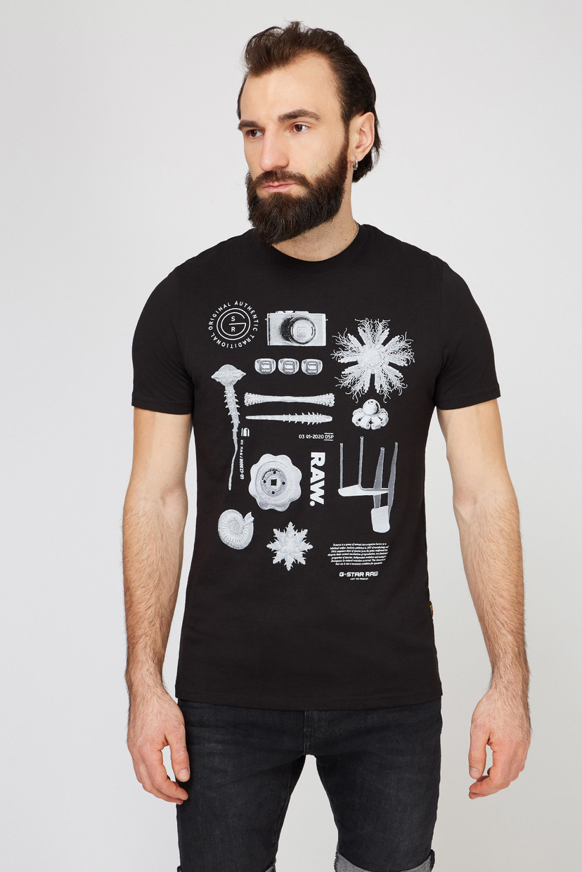

Мужская черная футболка Object raw. slim G-Star RAW S D19270,336