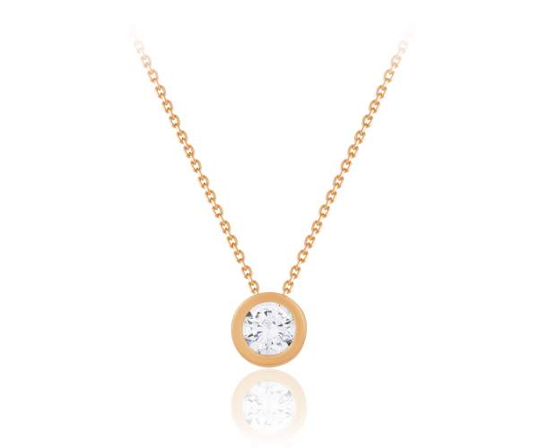 

Колье с камнем SWAROVSKI Zirconia "Искра",красное золото, КЛ010SW, 45 размер