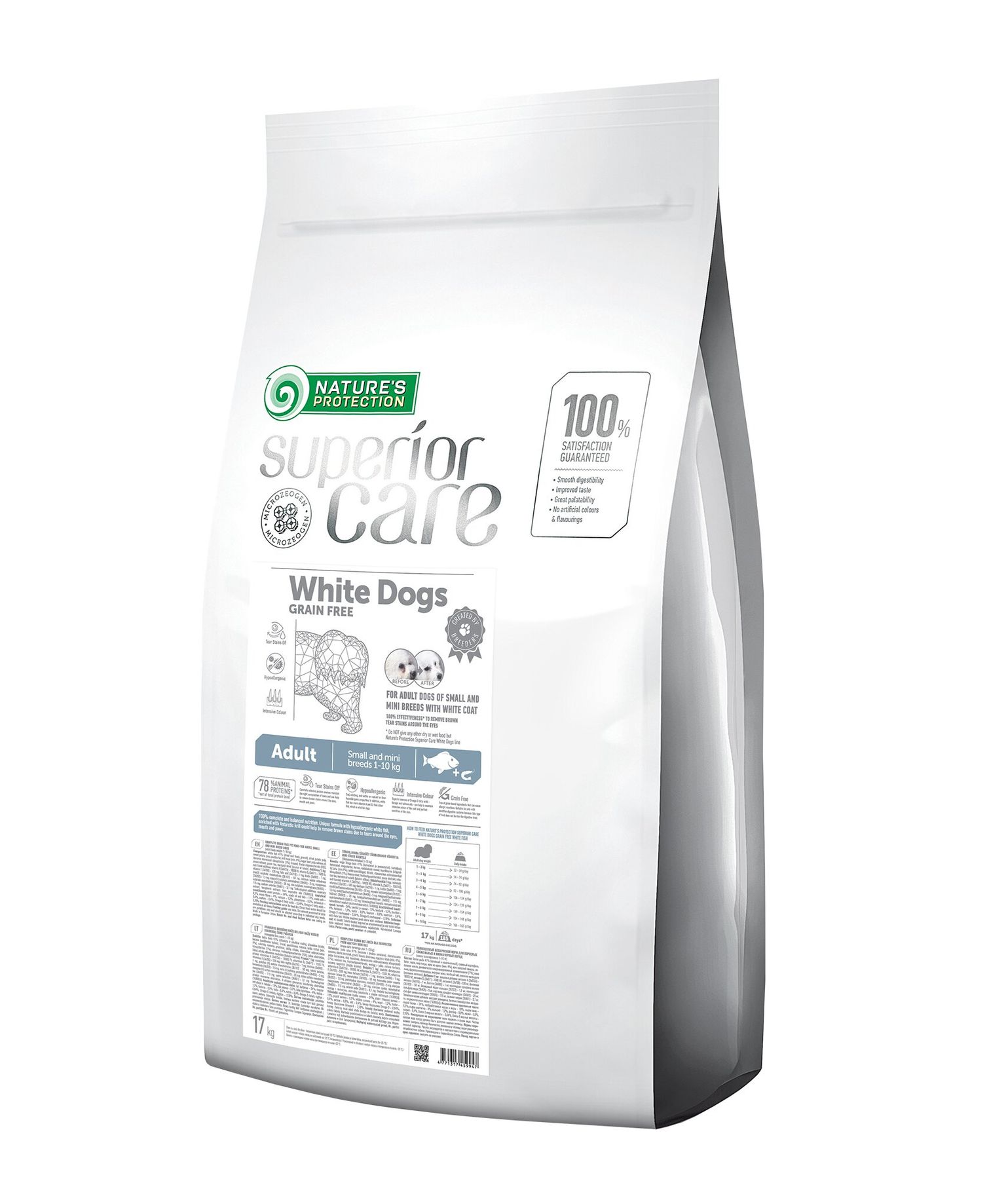 

Корм для собак мелких пород с белой шерстью Nature's Protection Superior Care White Dog Grain Free Small And Mini Breeds 17 кг