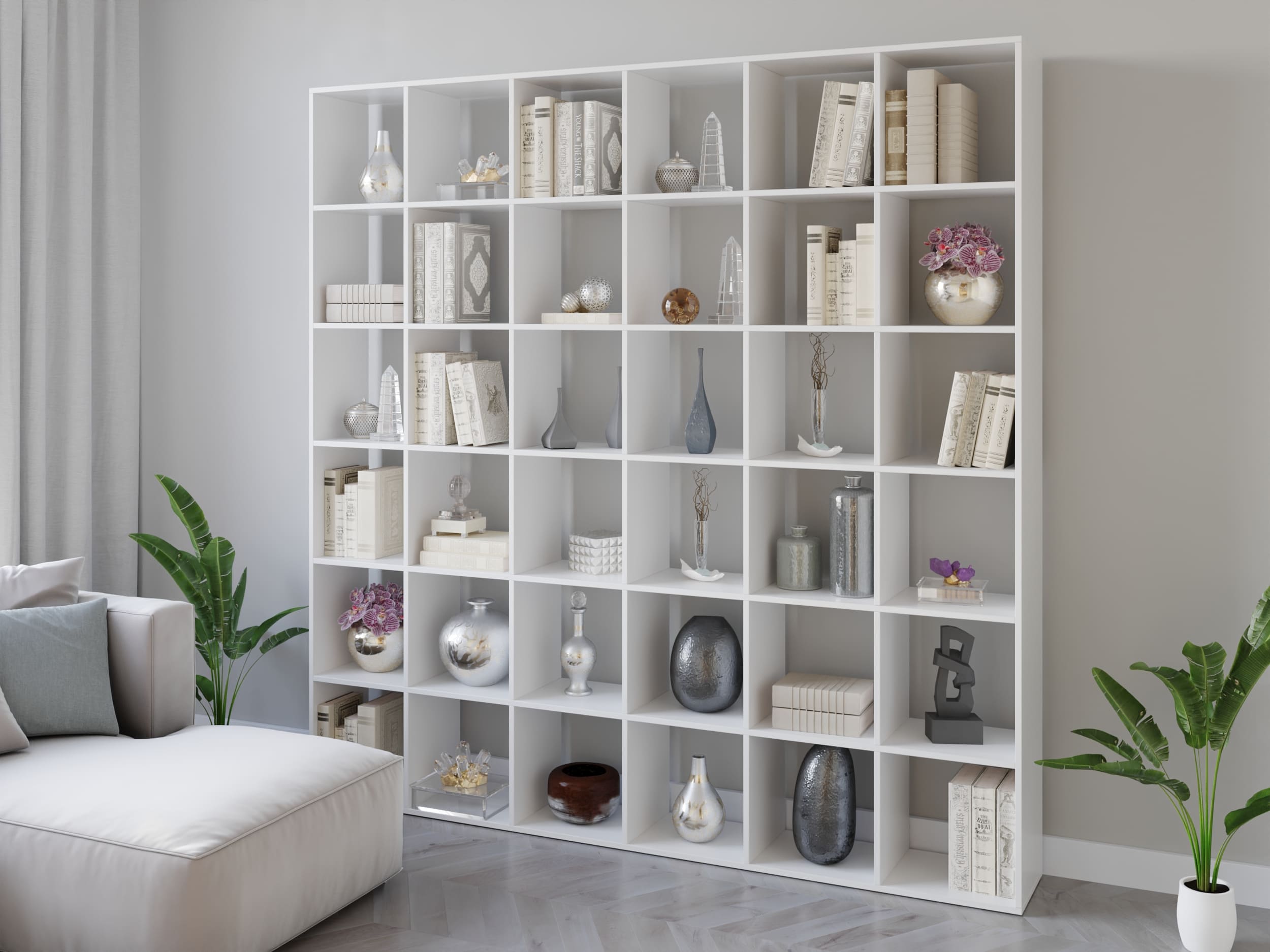 

Полка для книг стеллаж для дома на 36 ячеек Rimos 2128x2128x300 мм Белый (Z-44_B)