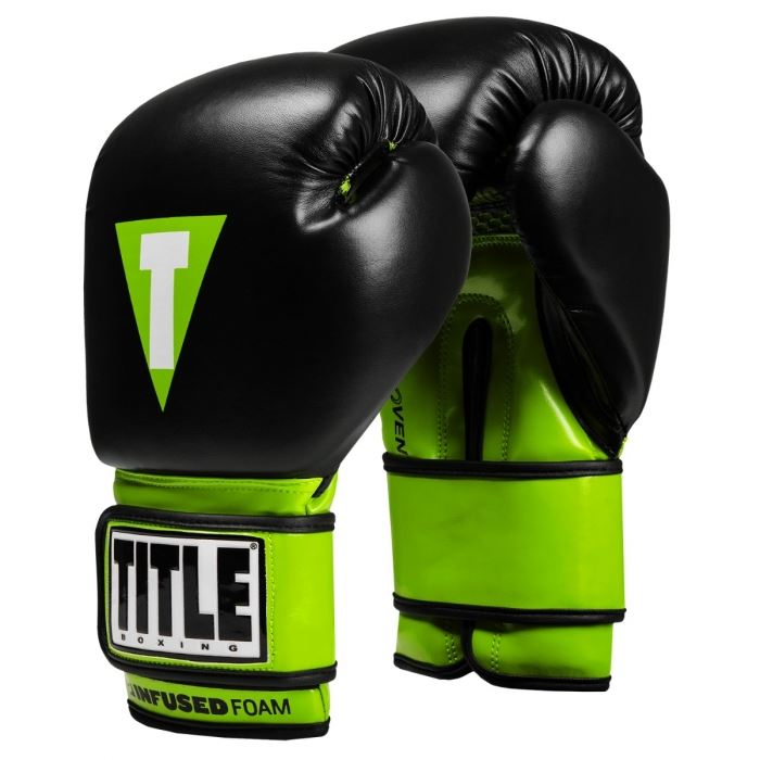 

Тренувальні рукавиці TITLE Boxing Infused Foam Чорний-салатовий 12 унцій 0147