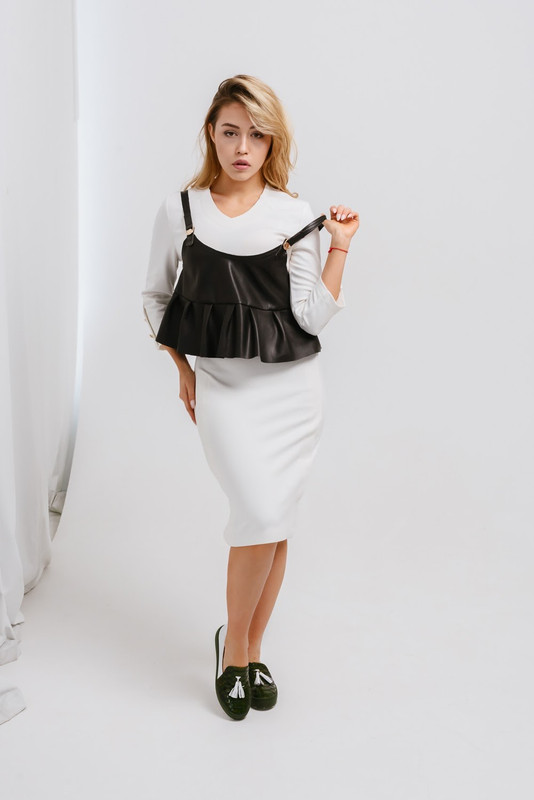 

Комплект платье топ VASILYEV STYLE  Белое с черным, Комплект платье топ VASILYEV STYLE S Белое с черным
