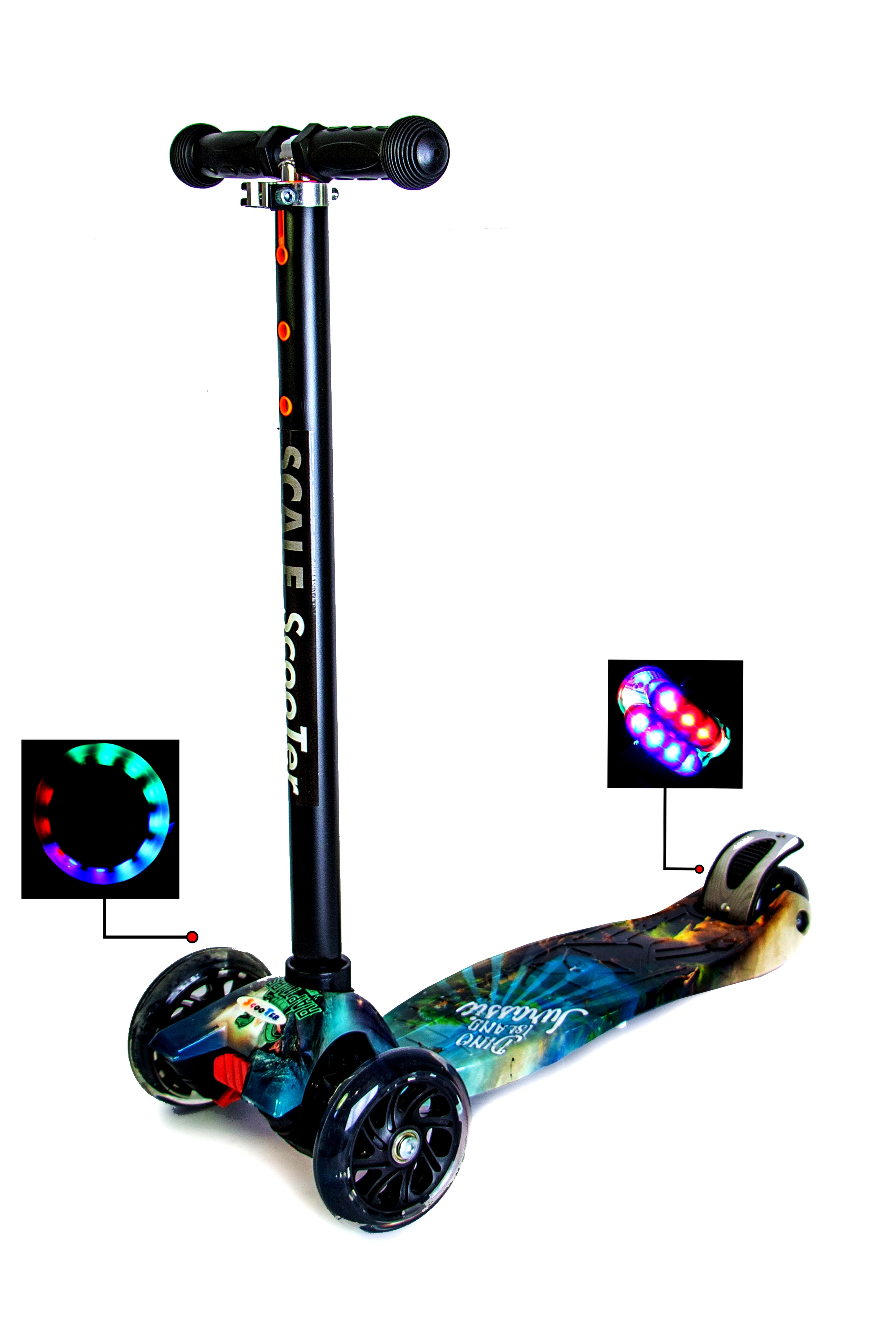 

Детский самокат Scooter MAXI Jurassic park Светящиеся колеса
