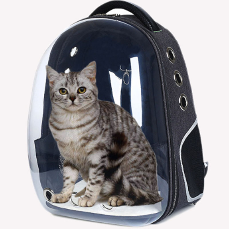 

Прозрачный рюкзак-переноска для кошек и собак U-Pet черный с дополнительным выходом