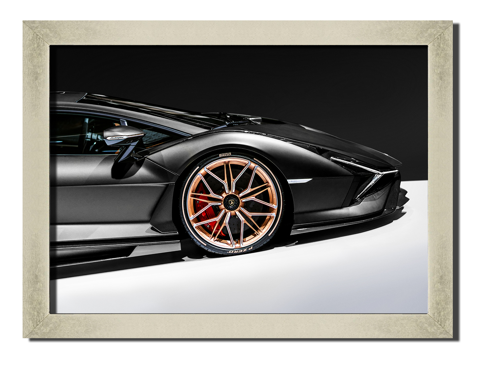 

Silver frame картина на файн-арт бумаге Lamborghini Sian итальянский автомобиль Hotel Arizona HD 31 см x 41 см