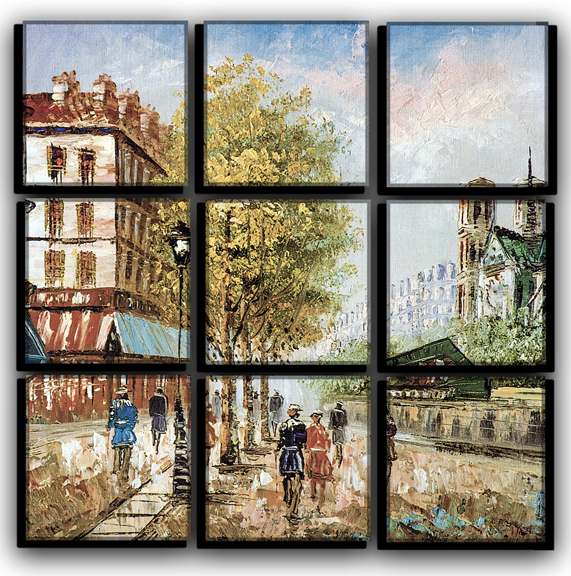 

Модульная картина на холсте 9 частей Старая Франция городской пейзаж улицы урбан Hotel Arizona HD 77 см x 77 см