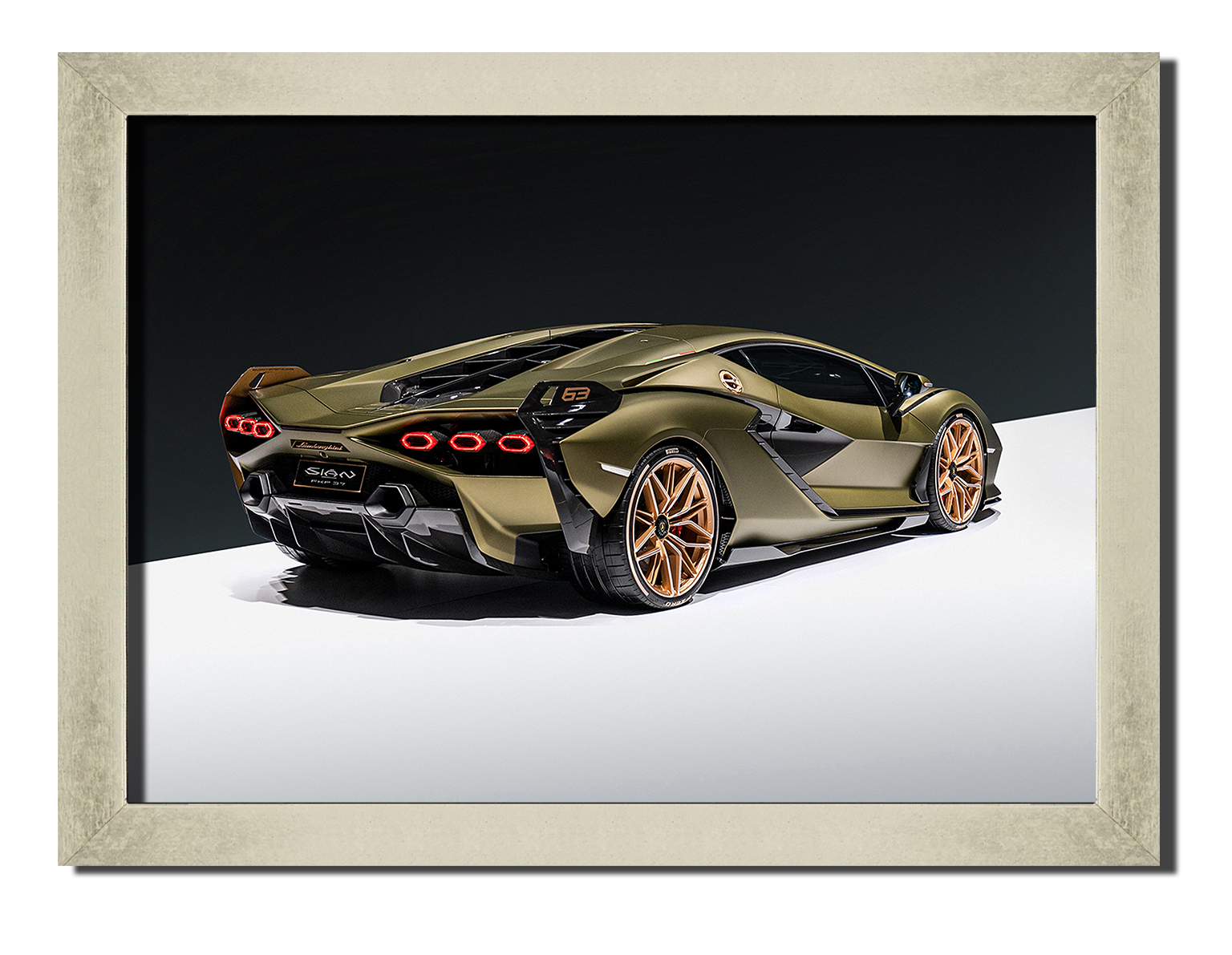 

Silver frame картина на файн-арт бумаге машина Lamborghini Sian спортивное авто Hotel Arizona HD 31 см x 41 см